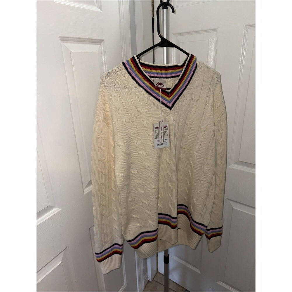 Robe Di Kappa Men's Size Large Sweater White Mastice 100% Wool Long Sleeve
